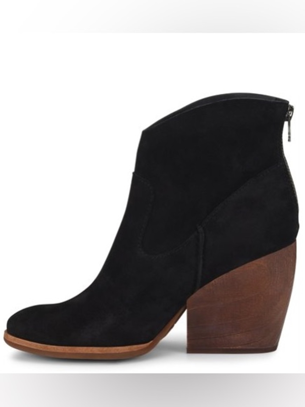 Kork Ease Lapra Wedge Black Suede Leather Western Boho Casual Ankle Booties Sz 8